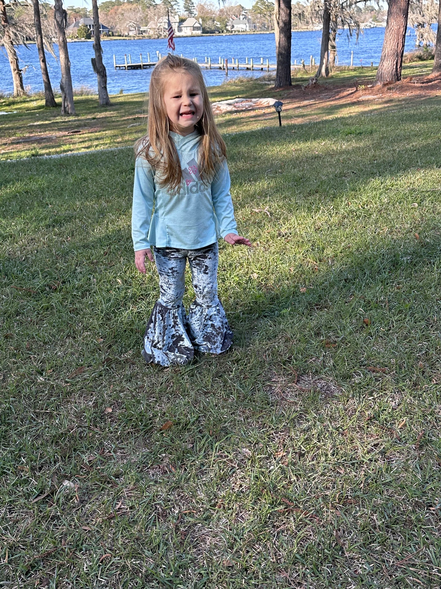 Grey Velvety Bell Bottoms
